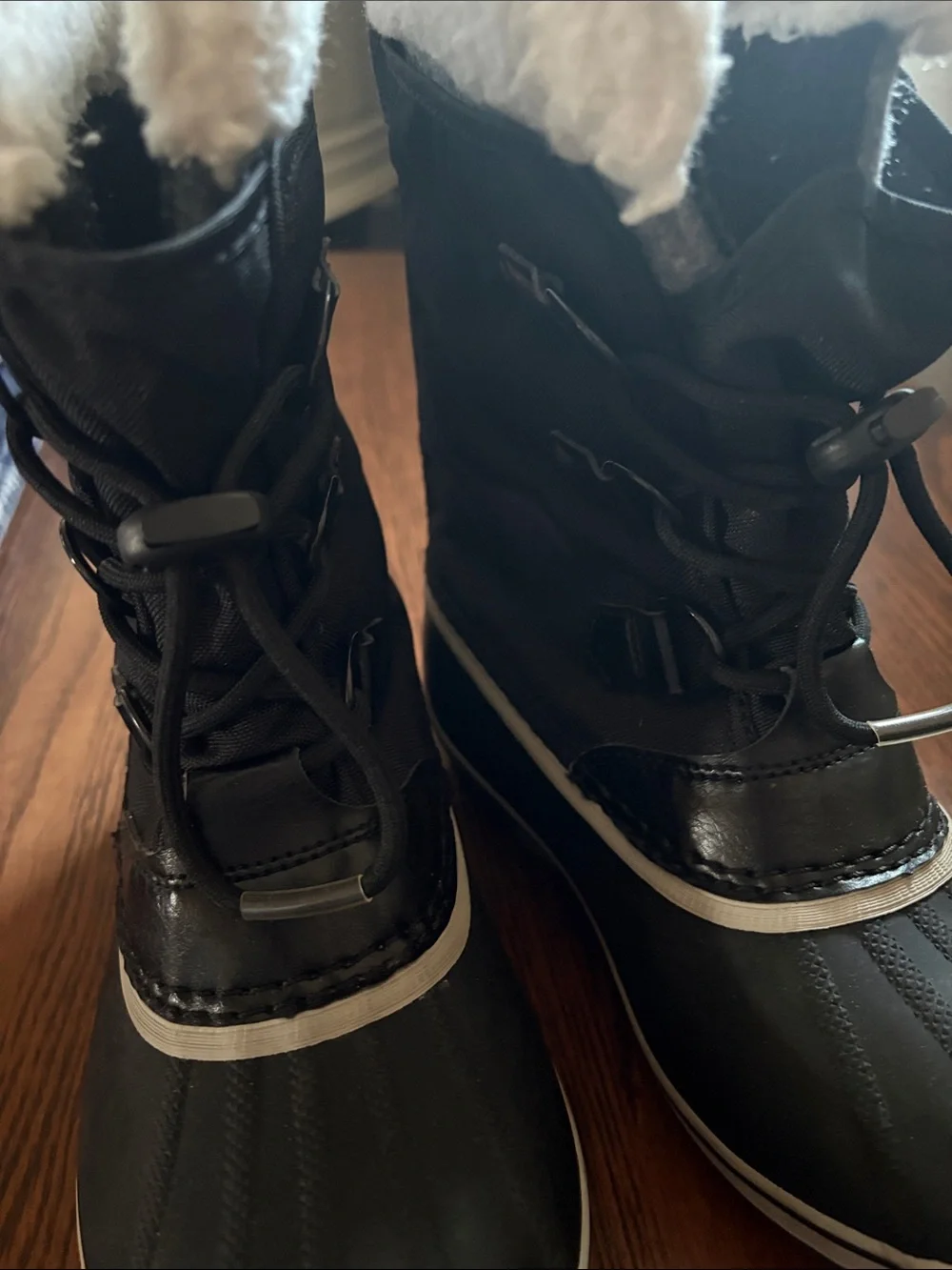 Sorel Kids Black and White Waterproof Winter Boot with Sherpa Cuff
